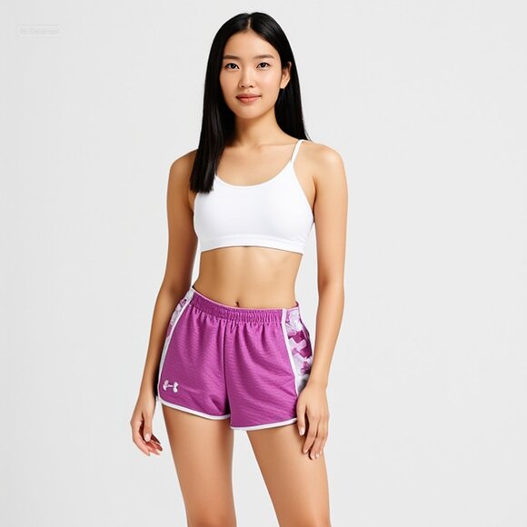 NEW Women's Under Armour Pink Performance Workout Shorts - Picture 2 of 5